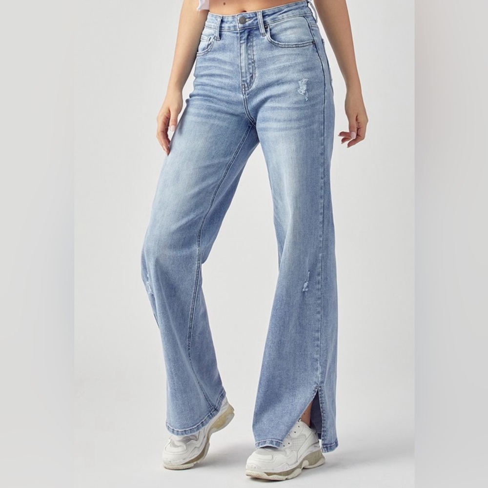 Risen Stretch Side Slit Jeans
